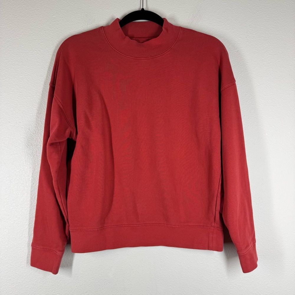 Madewell Red Mock Neck Pullover Sweatshirt Cotton Classic Women’s Size Small